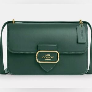 Coach Large Morgan Crossbody Bag. Dark Pine (dark green) with gold hardware.